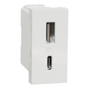 USB, Unica, 1 modul, Type A+C (15W), bel