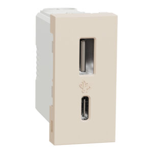 USB, Unica, 1 modul, Type A+C (15W), bež