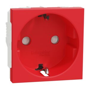 Unica - 1 vtičnica - 2P+E + otroška zaščita - 16A 250V - IP21 D - rdeča