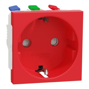 Unica - 1 vtičnica - 2P+E + otroška zaščita - 16A 250V - IP21 D - rdeča