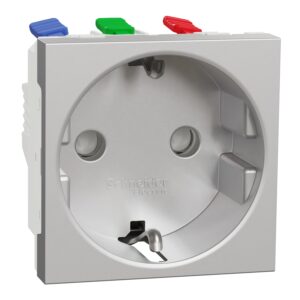 Unica - 1 vtičnica - 2P+E + otroška zaščita - 16A 250V - IP21D - alu