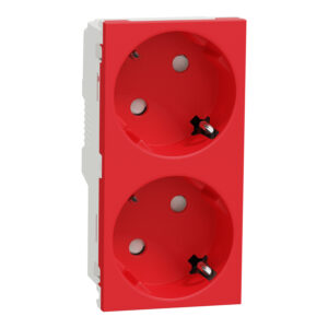 Unica - 2 vtičnica - 2P+E + otroška zaščita - 16A 250V - IP21 D - rdeča