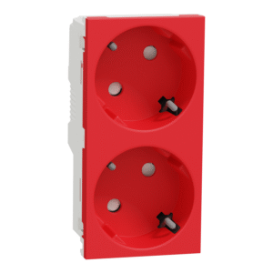 Unica - 2 vtičnica - 2P+E + otroška zaščita - 16A 250V - IP21 D - rdeča
