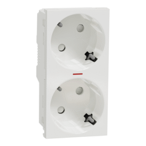 Unica - 2 vtičnica - 2P+E + otroška zaščita - 16A 250V - IP21 D - bela