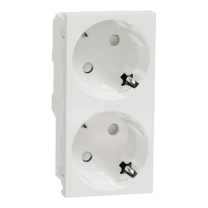 Unica - 2 vtičnica - 2P+E + otroška zaščita - 16A 250V - IP21 D - bela