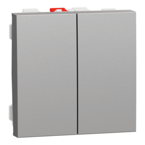 Unica - dvojno serijsko stikalo 10 A brezvijačno 2 modula aluminij