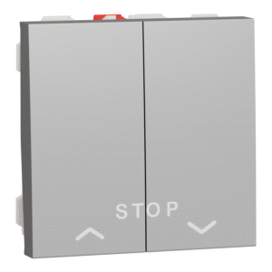 Unica - Tipkalo za rolete + stop 10 A brez vijakov - 2 m - aluminij