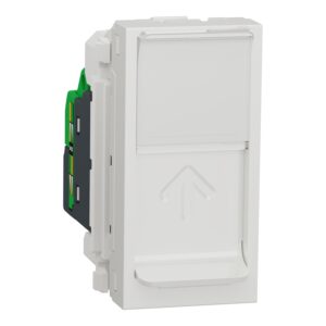Unica - 1 X RJ45 vtičnica - 1 m - kat. 5E - UTP - ravna - otroška zaščita - bela
