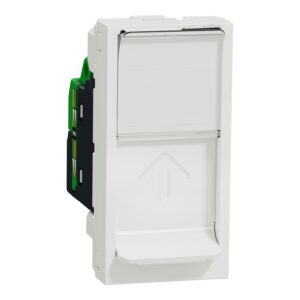 Unica - 1 X RJ45 vtičnica - 1 m - kat. 6 - UTP - ravna - otroška zaščita - bela