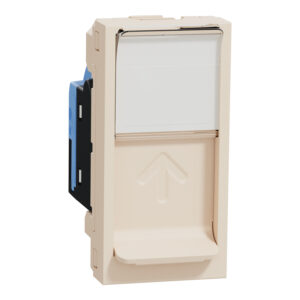 Unica - 1 X RJ45 vtičnica - 1 m - kat. 6 - UTP - ravna - otroška zaščita - bež