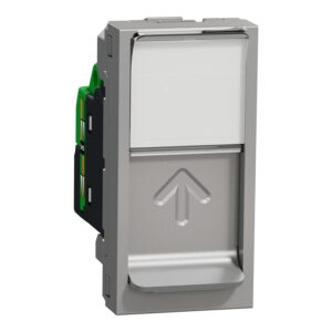 Unica - 1 X RJ45 vtičnica - 1 m - kat. 6 - STP - ravna - otroška zaščita - alu