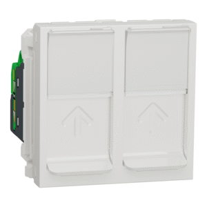 Unica - 2 x RJ45 vtičnica - 2 m - kat. 5E - UTP - ravna - otroška zaščita - bež