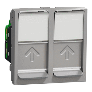 Unica - 2 x RJ45 vt. - 2 m - kat. 5E - UTP - ravna - otr. zaščita - aluminij