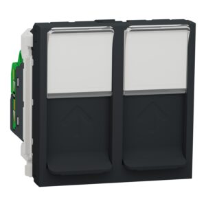 Unica - 2 x RJ45 vt. - 2 m - kat. 5E - UTP - ravna - otr. zaščita - antracit
