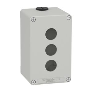 Prazno ohišje, cink. zlitina, sivo RAL 7035, 3 odprtine, Ø22 mm, 80x130x77 mm