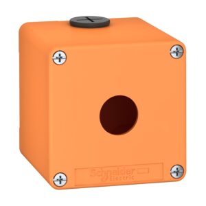 Prazno ohišje, cink. zlitina, oranžno RAL 2008, 1 odprtina, Ø22 mm, 80x80x77 mm