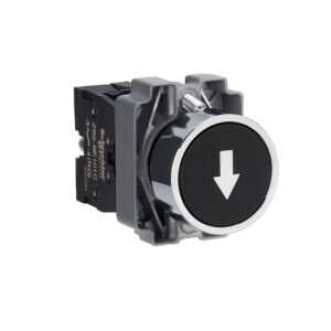 Easy Harmony XB2, tipka, kovinska, podometna, črna, Ø22, povratna vzmet, oznaka GOR, 1 NO