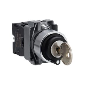 Easy Harmony XB2, stikalo s ključem, kovinsko, črna, Ø22, ključ št. 455, 3 položaji, stabilno, srednje na eksv., 2 ŠT