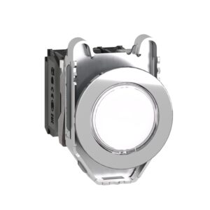 Osvetljena tipka, ravna mont., kovinska, bela, Ø30,  LED, 24 V AC/DC 1 NO + 1 NC