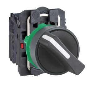 Črno kompletno izbirno stikalo Ø 22 2 stabilna položaja, 1NO+1NC