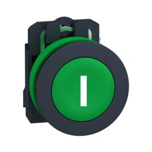 Harmony XB5, protimikrobna tipka, nadometna, plastična, zelena, 30mm, povratna vzmet, označena I, 1NO