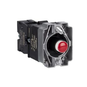 Easy Harmony XB2, svetlobni blok z nosilcem, kovinski, rdeča, žarnica 24 V DC LED, 220 V AC, 1 NO
