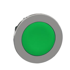 Flush mounted push button head, Harmony XB4, metal, green, 30mm, spring return, unmarked