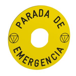 Napisna legenda Ø 90 za izklop v sili - PARADA DE EMERGENCIA/logo ISO13850
