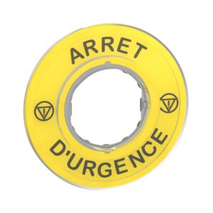 Napisna legenda Ø 60 za izklop v sili - ARRET D'URGENCE/logo ISO13850