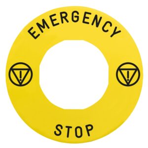 Napisna legenda za Ø 60 za izklop v sili – EMERGENCY STOP/logo ISO13850