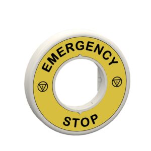 Oznaka zaustavitev v sili (Emergency stop) Ø60, plastična, rumena, rdeča fiksna integr. LED, 24 V AC/DC