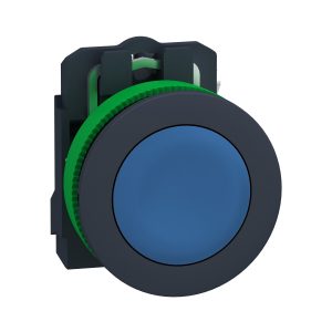 Vgradna tipka, Harmony XB5, plastika, modra, 30 mm, povratna vzmet, neoznačena, 1NO