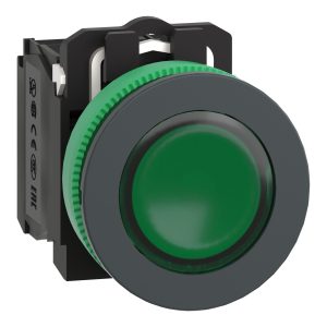 Osvetljena tipka, Harmony XB5, zelena, 30mm, univerzalna LED, 1NO + 1NC, 24V AC DC