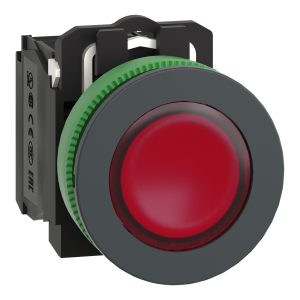 Osvetljena tipka, Harmony XB5, rdeča, 30 mm, univerzalna LED, 1NO + 1NC, 24V AC DC